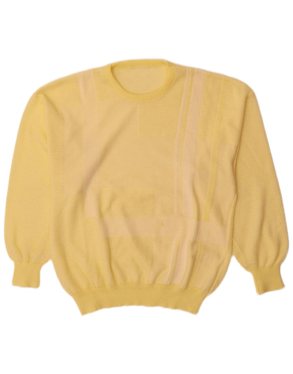 Vintage męski sweter z okrągłym dekoltem, duży żółty blok kolorów