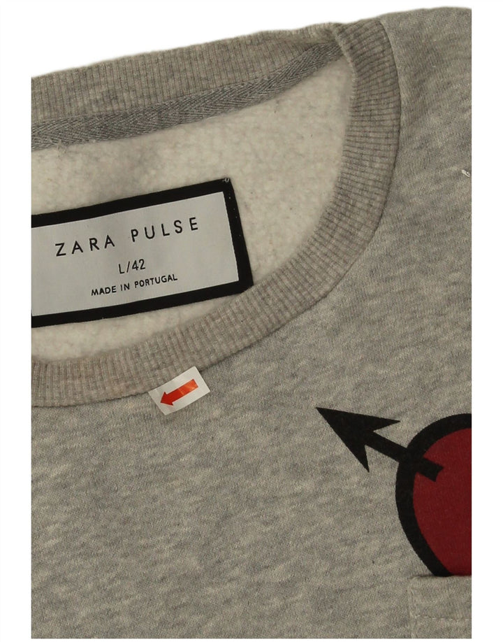 Męski sweter Zara, duże, szare, nakrapiane serce