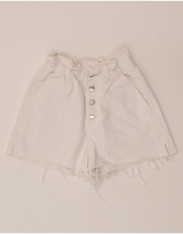 Damskie spodenki jeansowe z wysokim stanem Zara EU 34 2XS W22 Biała bawełna