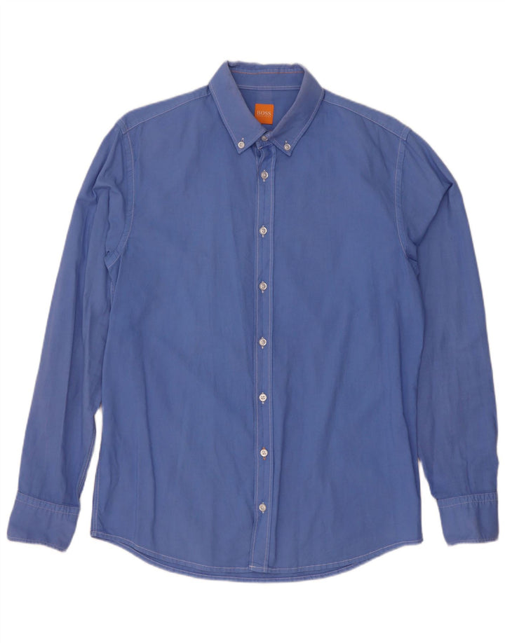 Męska koszula slim fit Hugo Boss, duża, niebieska, bawełniana