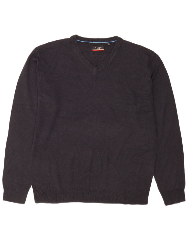 Męski sweter Pierre Cardin z dekoltem w kształcie litery V, XL, granatowy, akrylowy