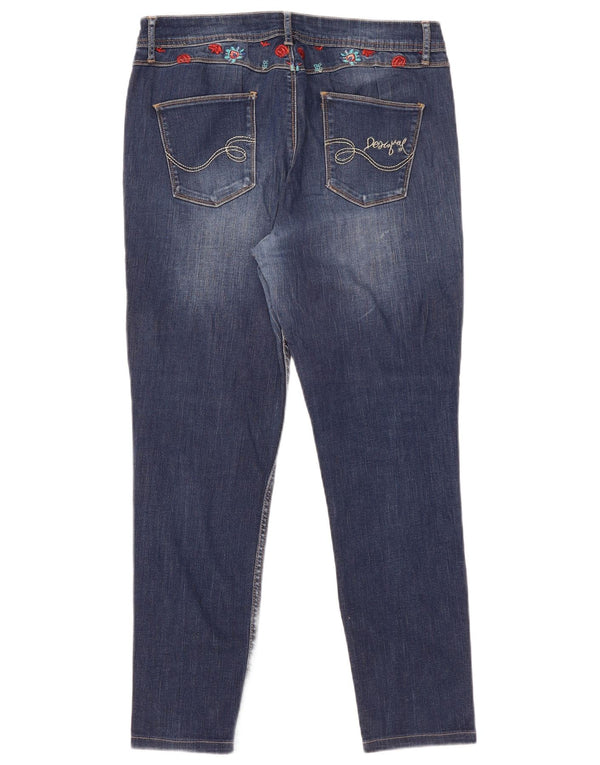 Desigual Damskie Jeansy Slim W34 L28 Niebieskie Bawełniane W Kwiaty