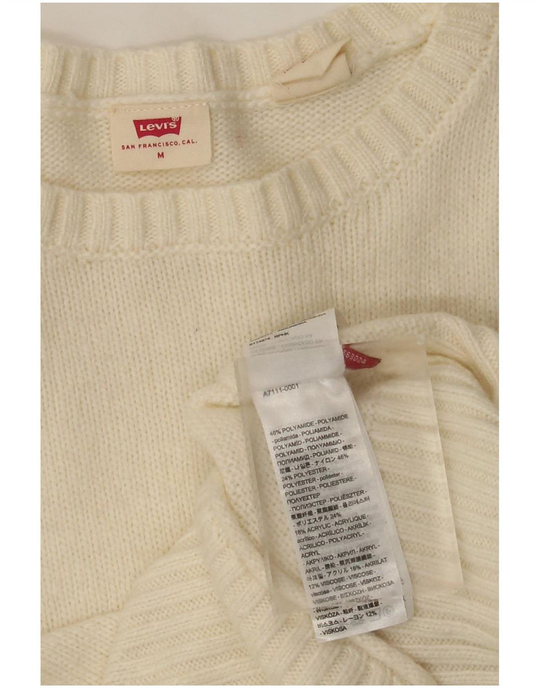 Damski sweter Levi's z dekoltem w łódkę UK 12 Średni złamany biały poliamid