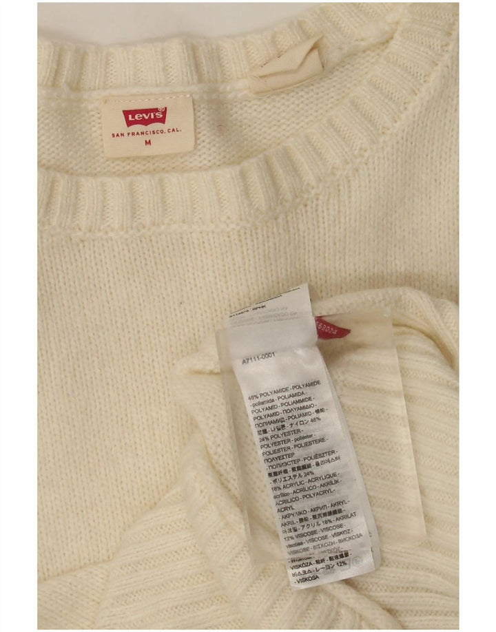 Damski sweter Levi's z dekoltem w łódkę UK 12 Średni złamany biały poliamid