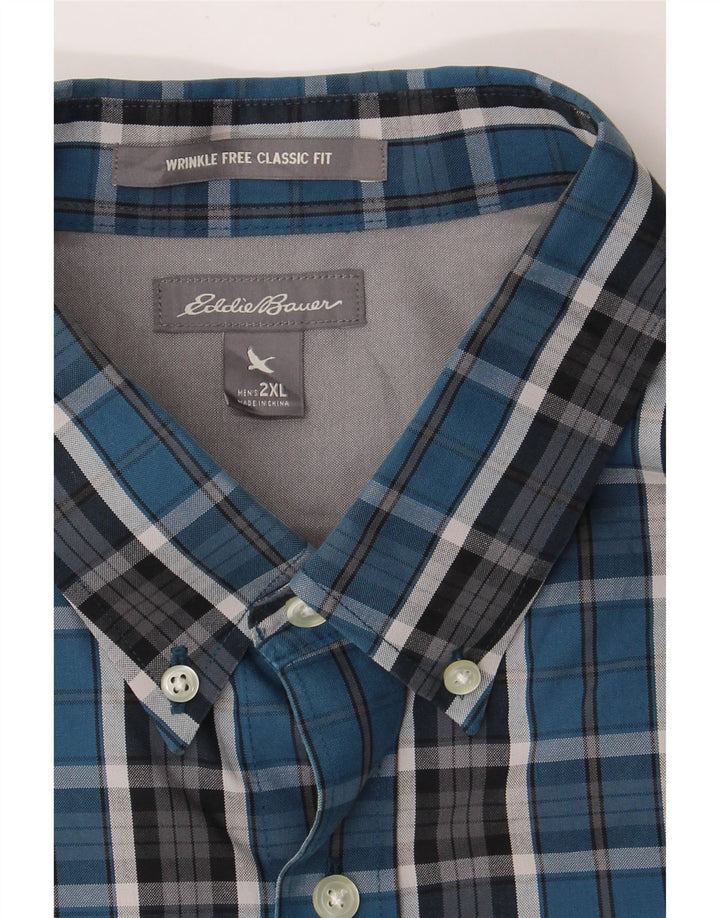 EDDIE BAUER Mens Classic Fit Shirt 2XL Navy Blue Check Vintage Eddie Bauer and Second-Hand Eddie Bauer from Messina Hembry 