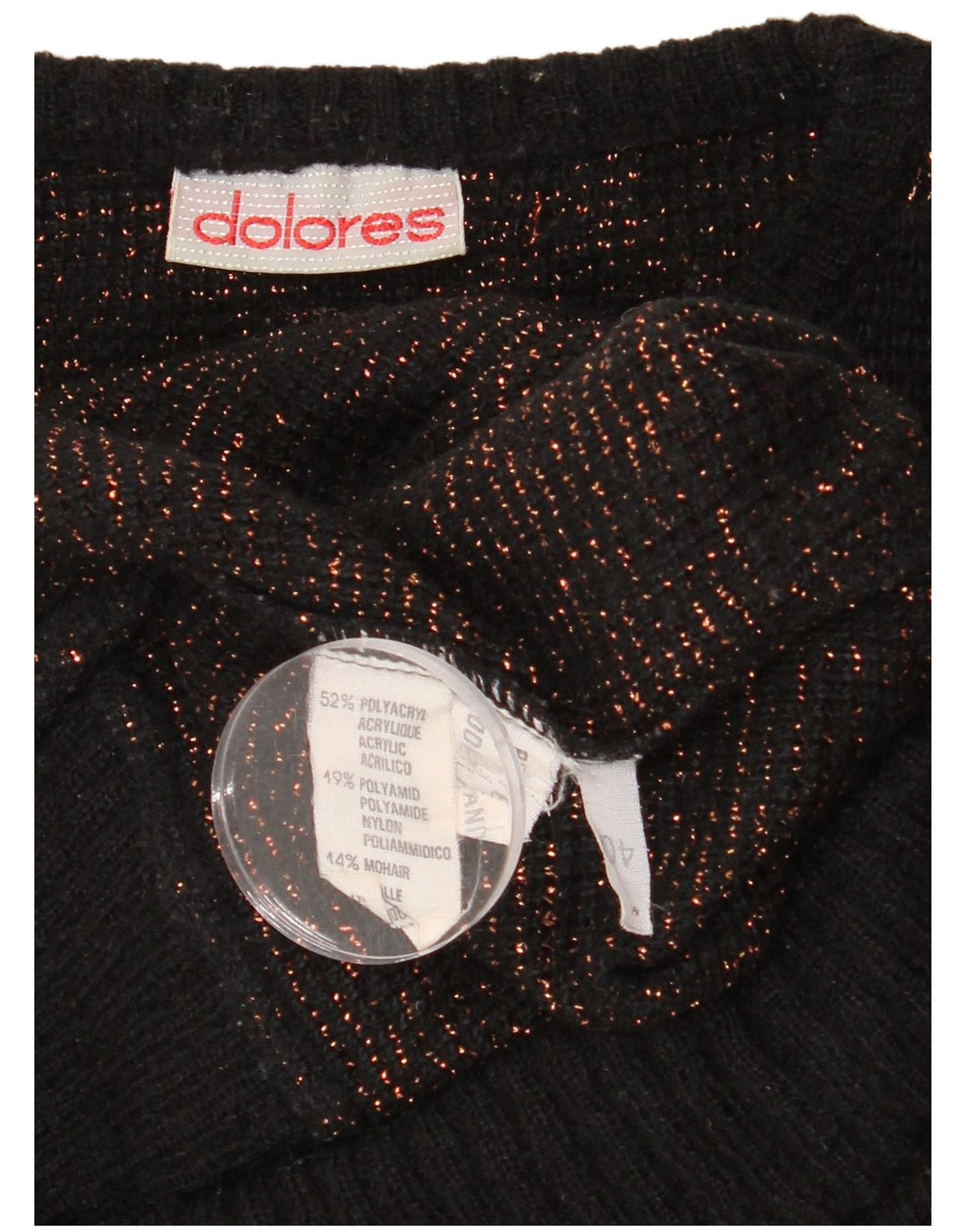 Dolores Damski sweter z abstrakcyjnym wzorem i dekoltem w łódkę EU 40 Średni czarny