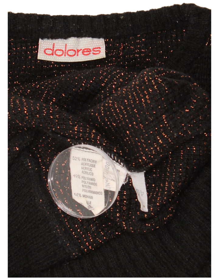 Dolores Damski sweter z abstrakcyjnym wzorem i dekoltem w łódkę EU 40 Średni czarny