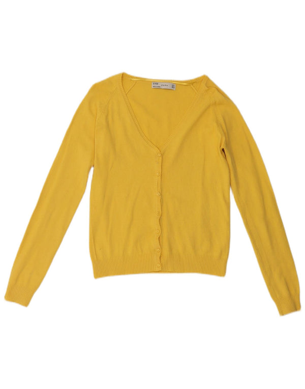 Sweter damski Zara Crop Cardigan UK 10 Small, żółty, bawełniany