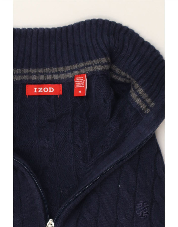 Izod Męski sweter z zamkiem błyskawicznym, średni granatowy, bawełniany