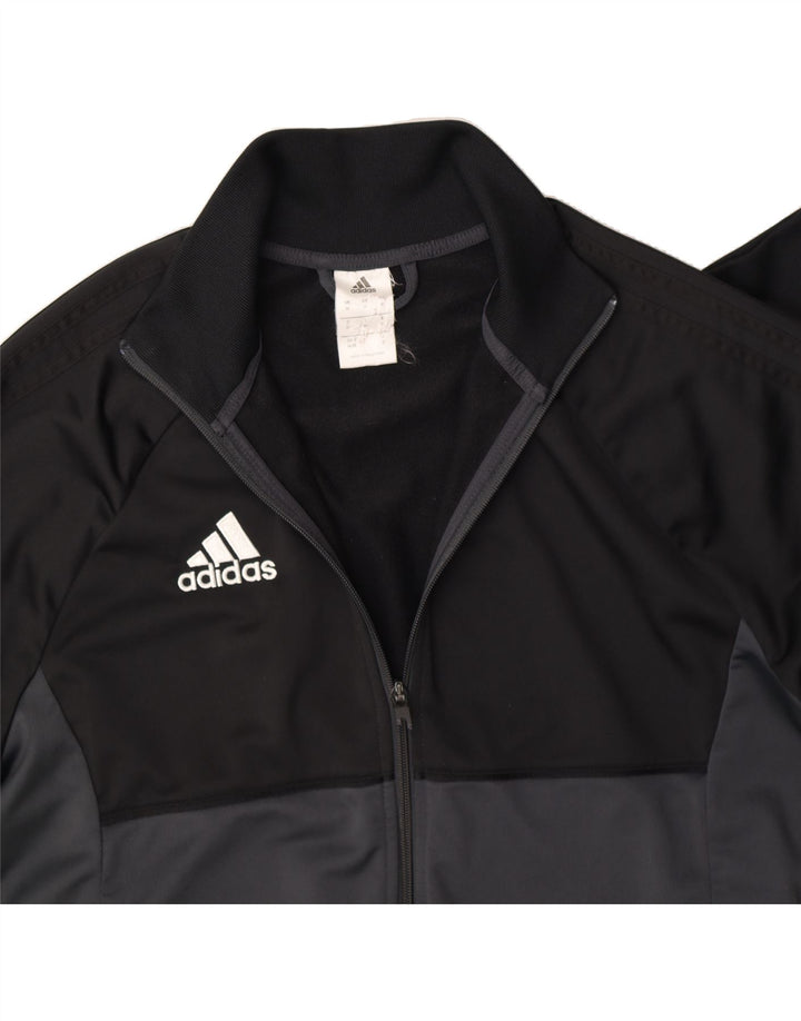 Męska kurtka dresowa ADIDAS, średnia czarna, poliester z blokami kolorów