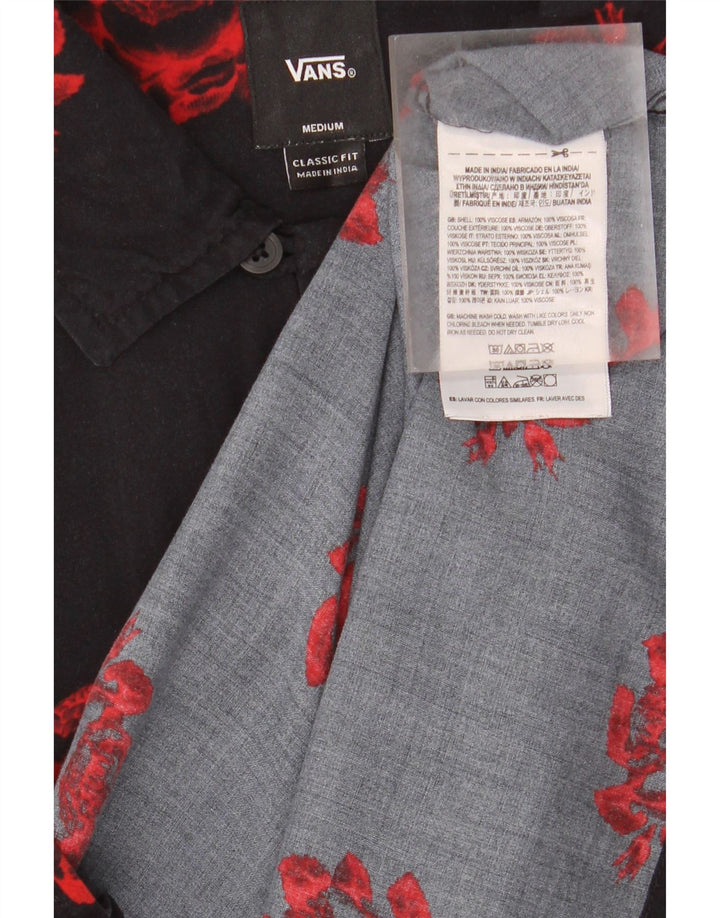 Męska koszula Vans z krótkim rękawem o klasycznym kroju, średnia czarna w tropikalne kwiaty