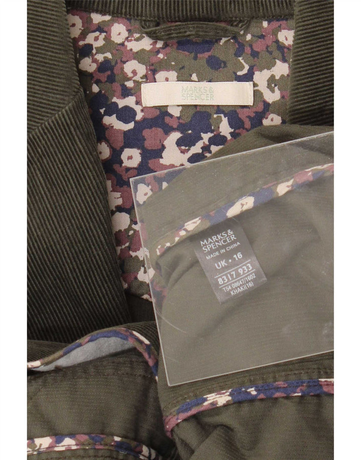 Marks & Spencer Damska marynarka sztruksowa zapinana na 2 guziki, UK 16, duża, khaki
