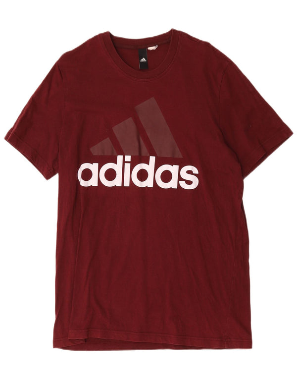 Męska koszulka z grafiką Adidas, średnia, bordowa bawełna