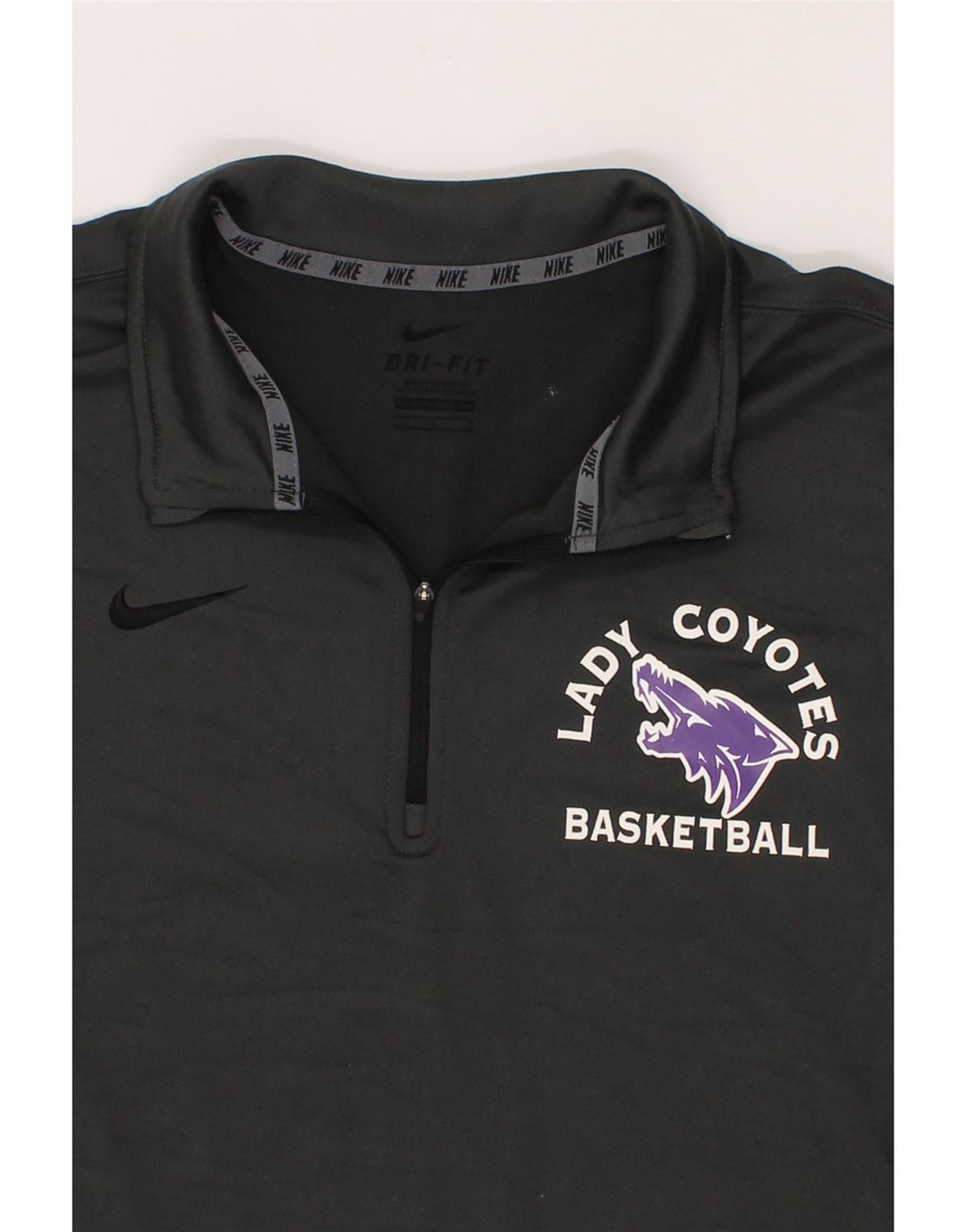 NIKE Mens Basketball Zip Neck Pullover Tracksuit Top Large Grey Polyester Vintage Nike and Second-Hand Nike from Messina Hembry 