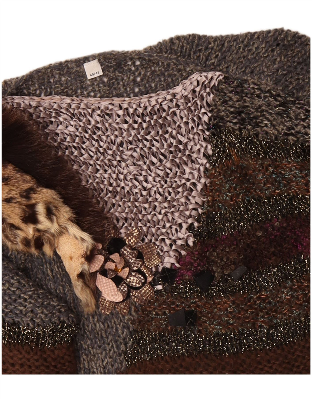 Damski sweter VINTAGE z dekoltem w łódkę EU 40/42 Średni szary, blok kolorów