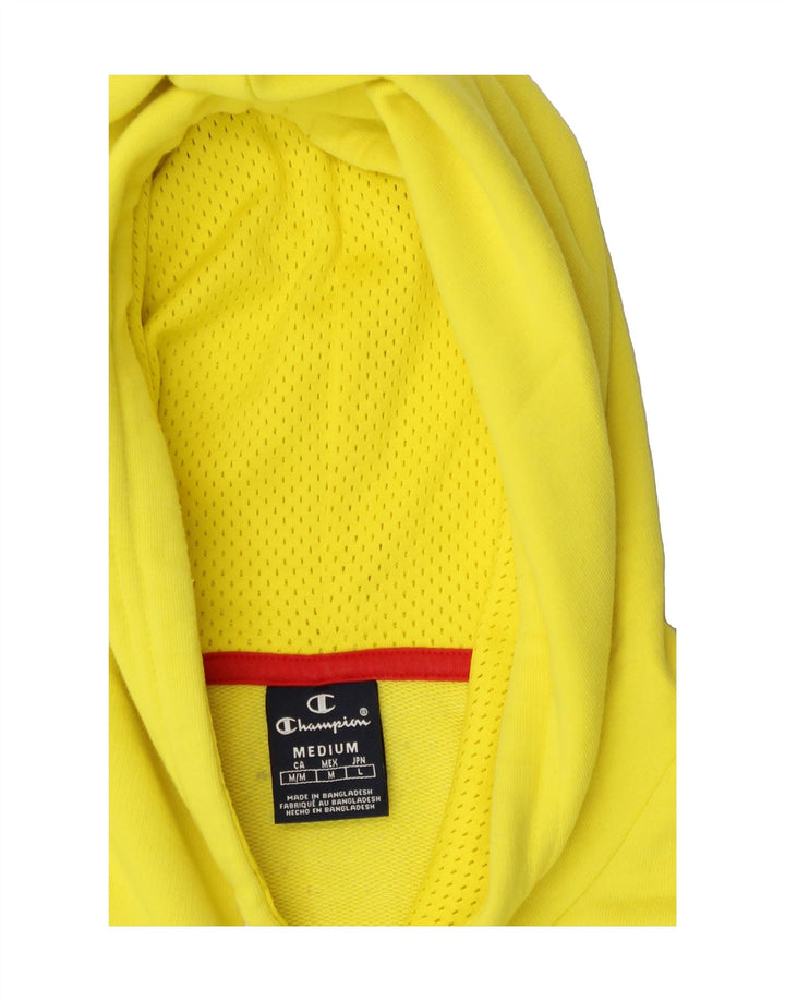 CHAMPION Mens Graphic Hoodie Jumper Medium Yellow Cotton Vintage Champion and Second-Hand Champion from Messina Hembry 