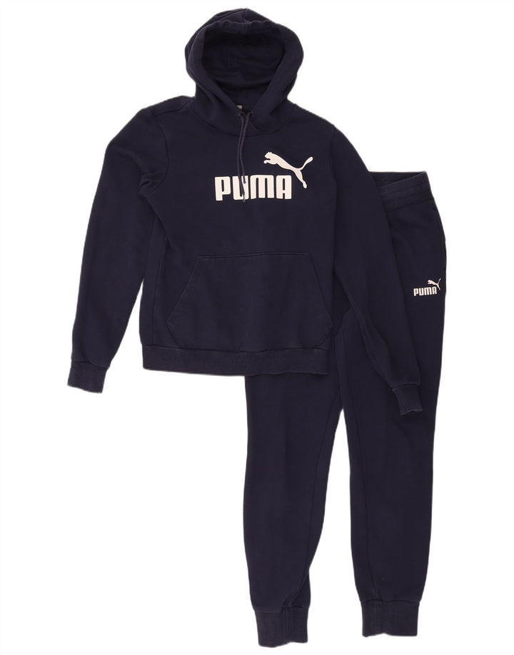 PUMA Womens Graphic Full Tracksuit UK 10 Small  Navy Blue Cotton