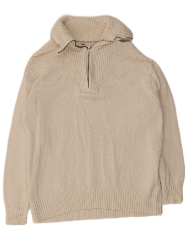 Damski sweter Zara z zamkiem błyskawicznym UK 10, mały, z białej bawełny
