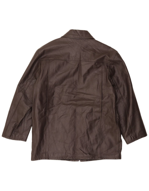 VINTAGE Chłopięcy płaszcz skórzany 15-16 lat XL Brązowa skóra