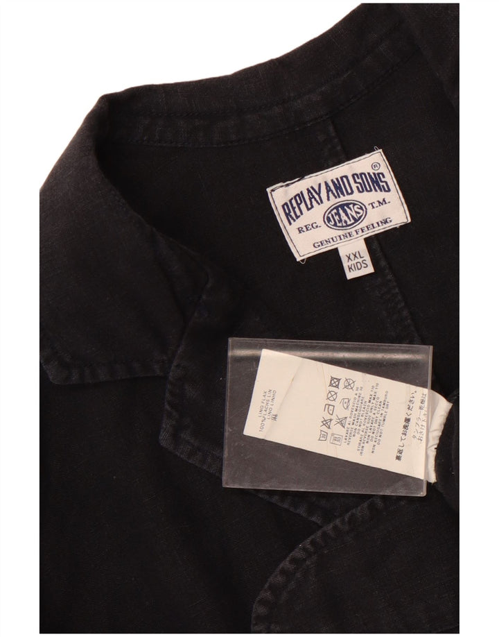 Marynarka chłopięca zapinana na 3 guziki Replay and Sons 15-16 lat 2XL, czarna lniana