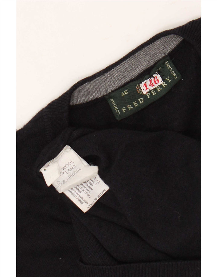 Męski podkoszulek Fred Perry z kamizelką, duży, granatowy, wełniany