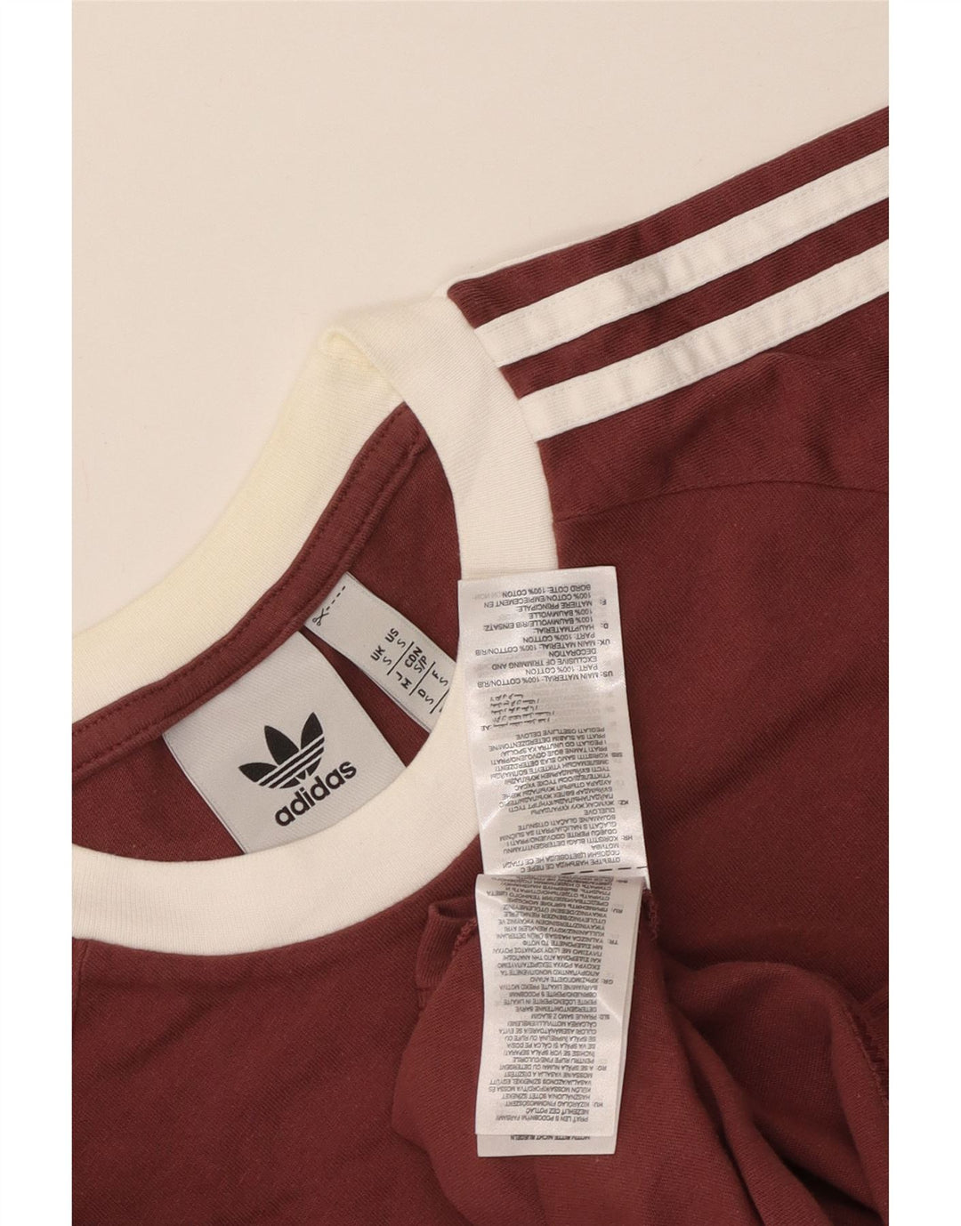 Adidas Męska koszulka Top mała bordowa bawełna z blokami kolorów