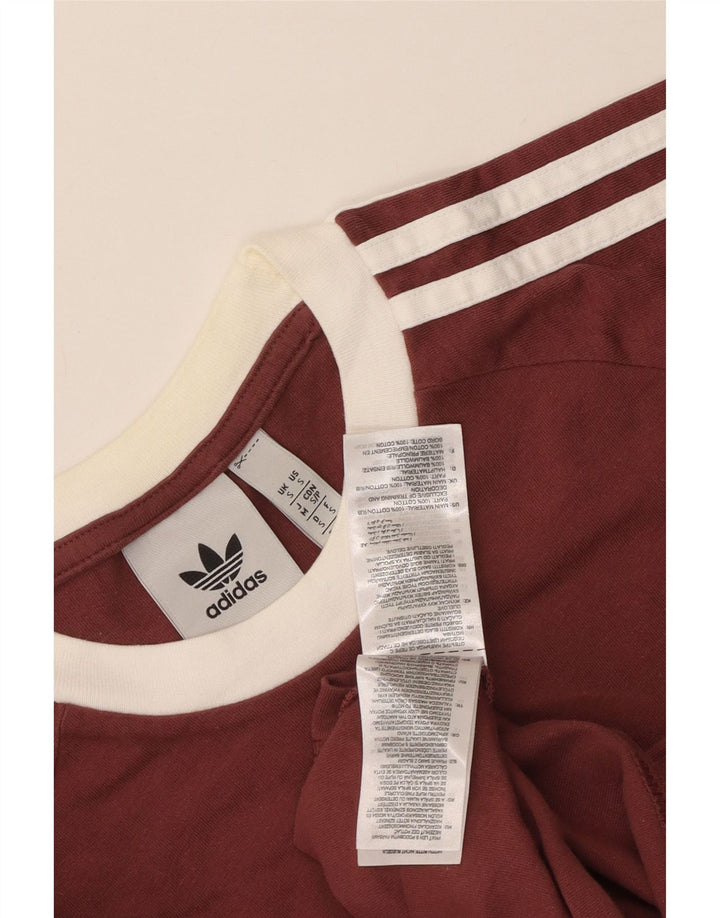 Adidas Męska koszulka Top mała bordowa bawełna z blokami kolorów