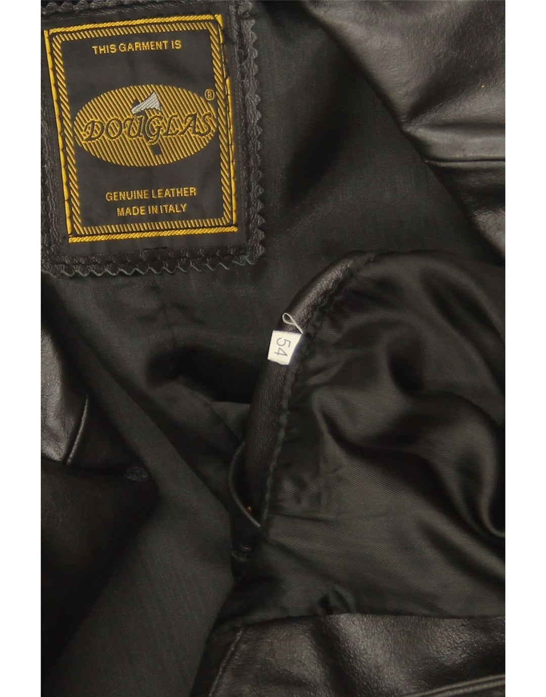 Męski płaszcz skórzany Douglas UK 38, średnia czarna skóra