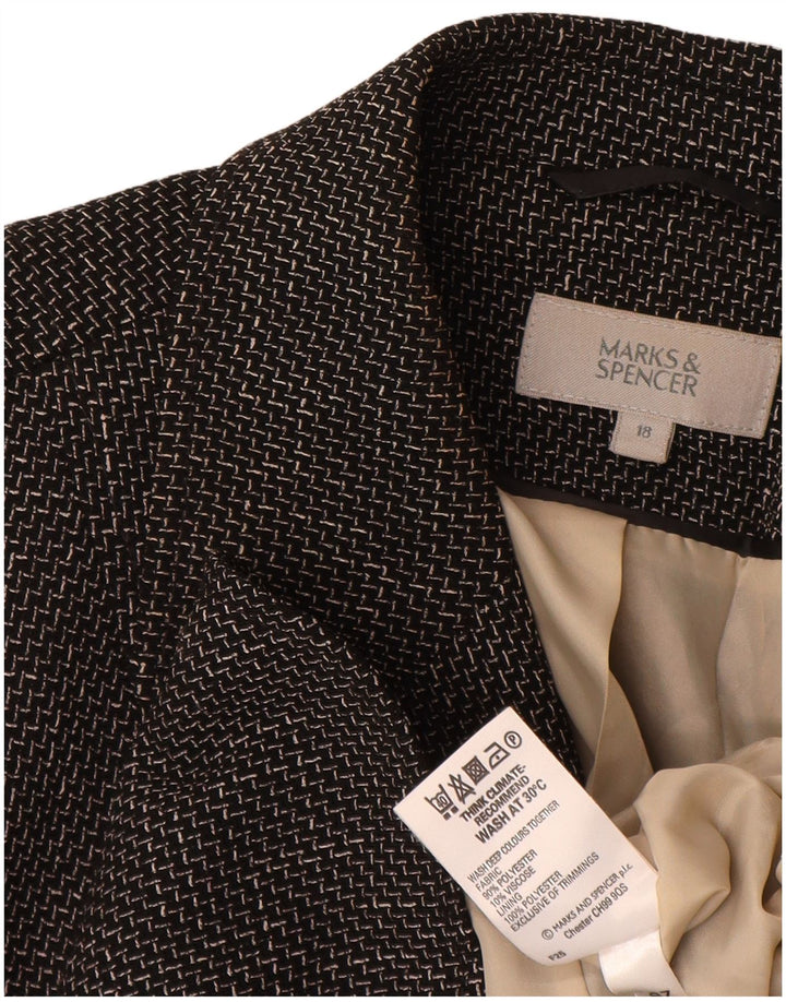Marks & Spencer Damska marynarka zapinana na 5 guzików, UK 18 XL, czarna Chevron