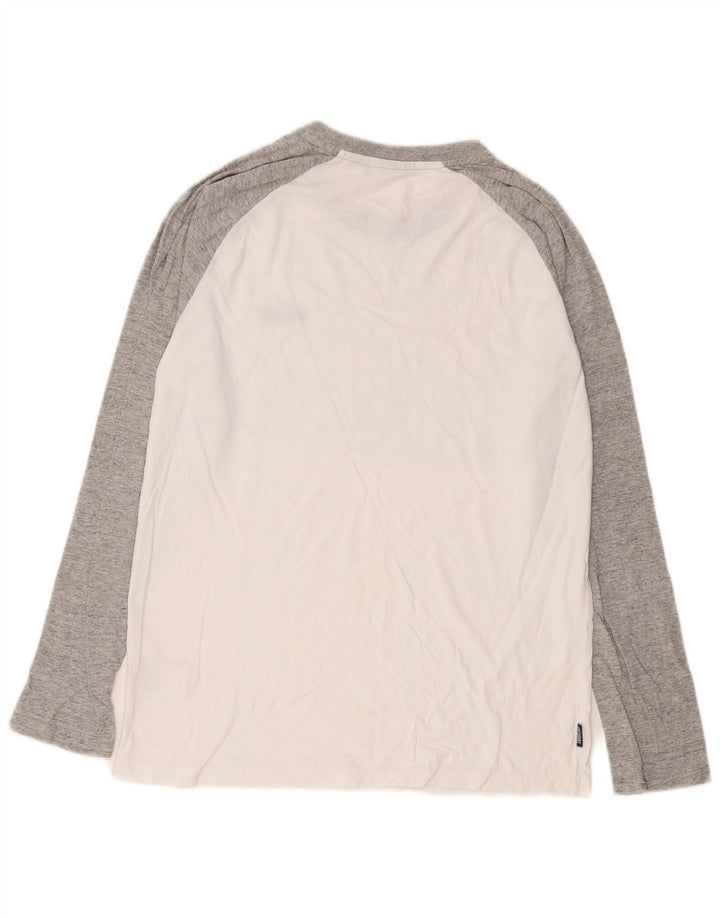 Męski top Superdry z długim rękawem, duży, biały, bawełniany w bloki kolorów