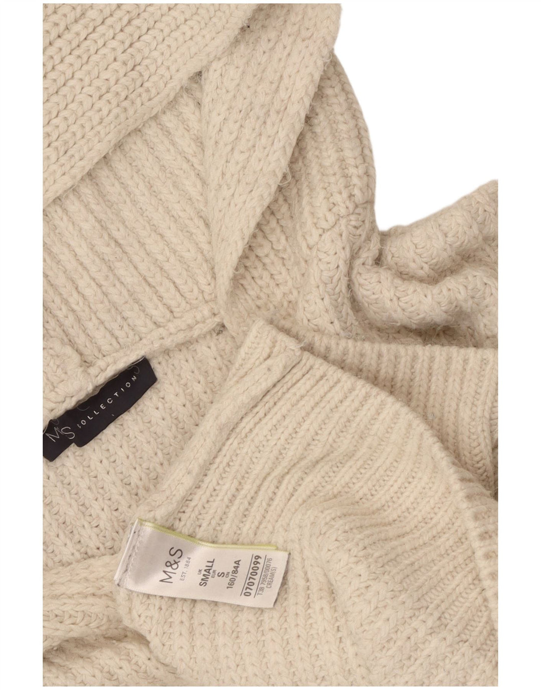 Marks & Spencer Damski sweter z kapturem, oversize, UK 10, mały, biały