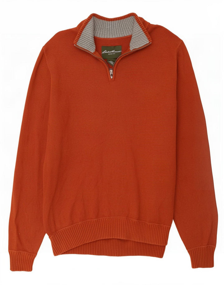 Męski sweter zapinany na zamek Eddie Bauer, duży, brązowy, bawełniany
