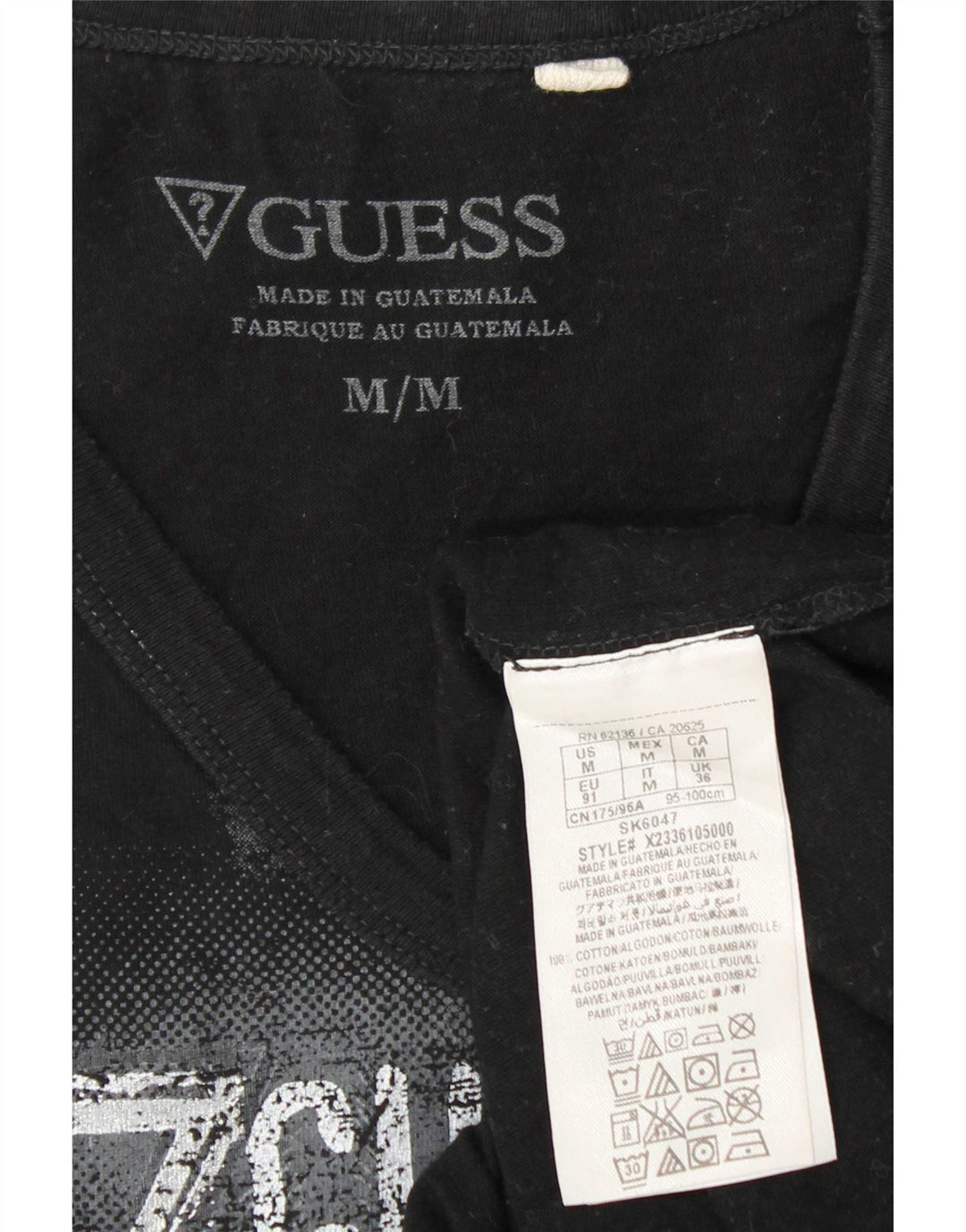 Męski T-shirt Guess z grafiką, średni czarny, bawełniany