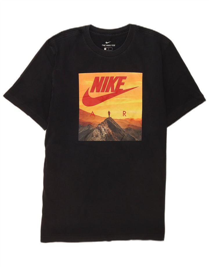 Męski T-shirt z grafiką Nike, średni czarny, bawełniany