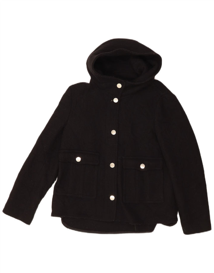 ZARA Womens Hooded Bomber Jacket UK 14 Medium Black