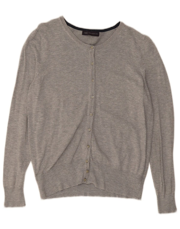 Marks & Spencer Damski sweter rozpinany UK 16, duży, szary, nakrapiany wiskoza