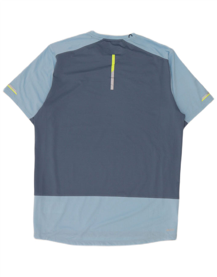 T-shirt męski New Balance Top, średni niebieski, poliester z blokami kolorów