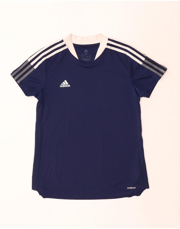 Damska koszulka ADIDAS Aeroready Top UK 12/14 Średni granatowy poliester