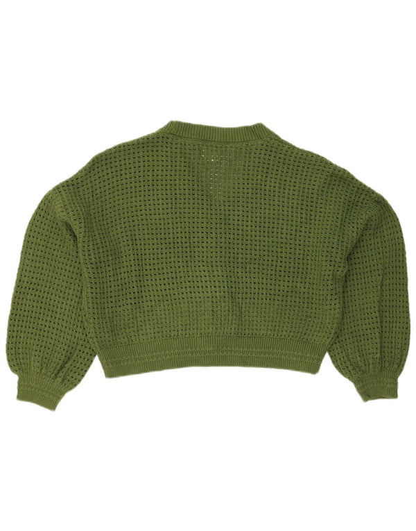 Damski sweter rozpinany Fat Face Crop Oversize UK 12 Średni zielony bawełniany