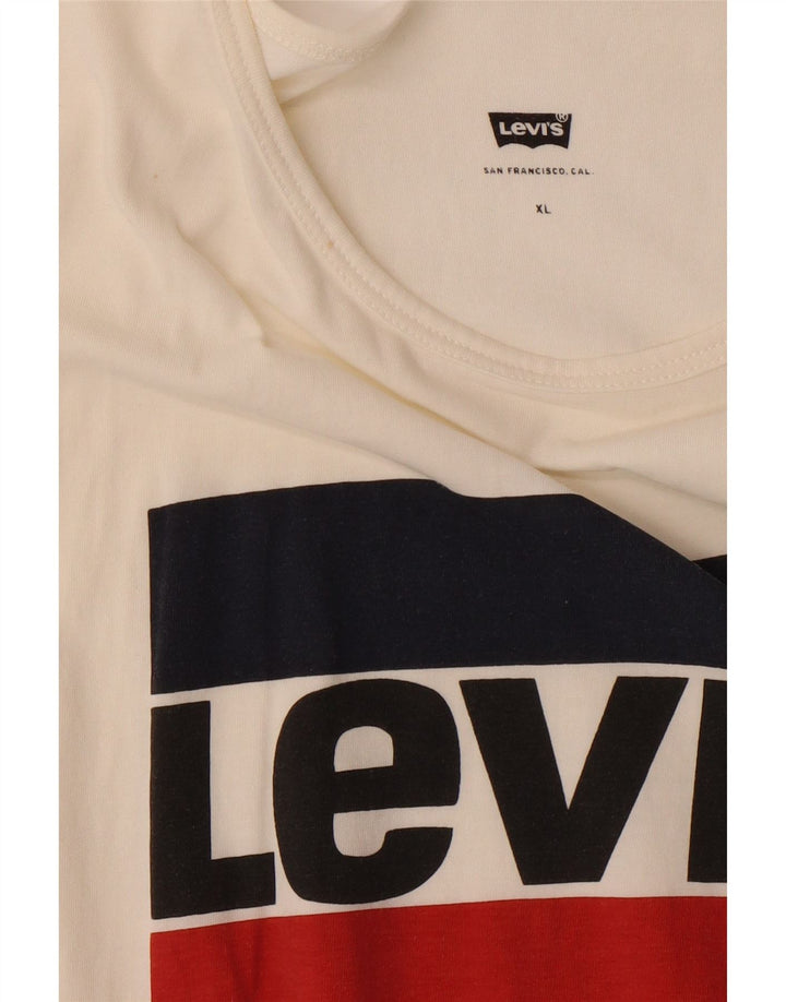 LEVI'S Mens Graphic Vest Top XL Off White