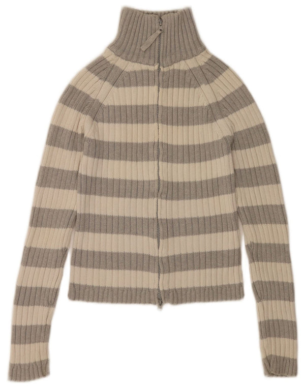 Sweter damski Zara Crop Cardigan UK 14, duża, bawełniana w szare paski