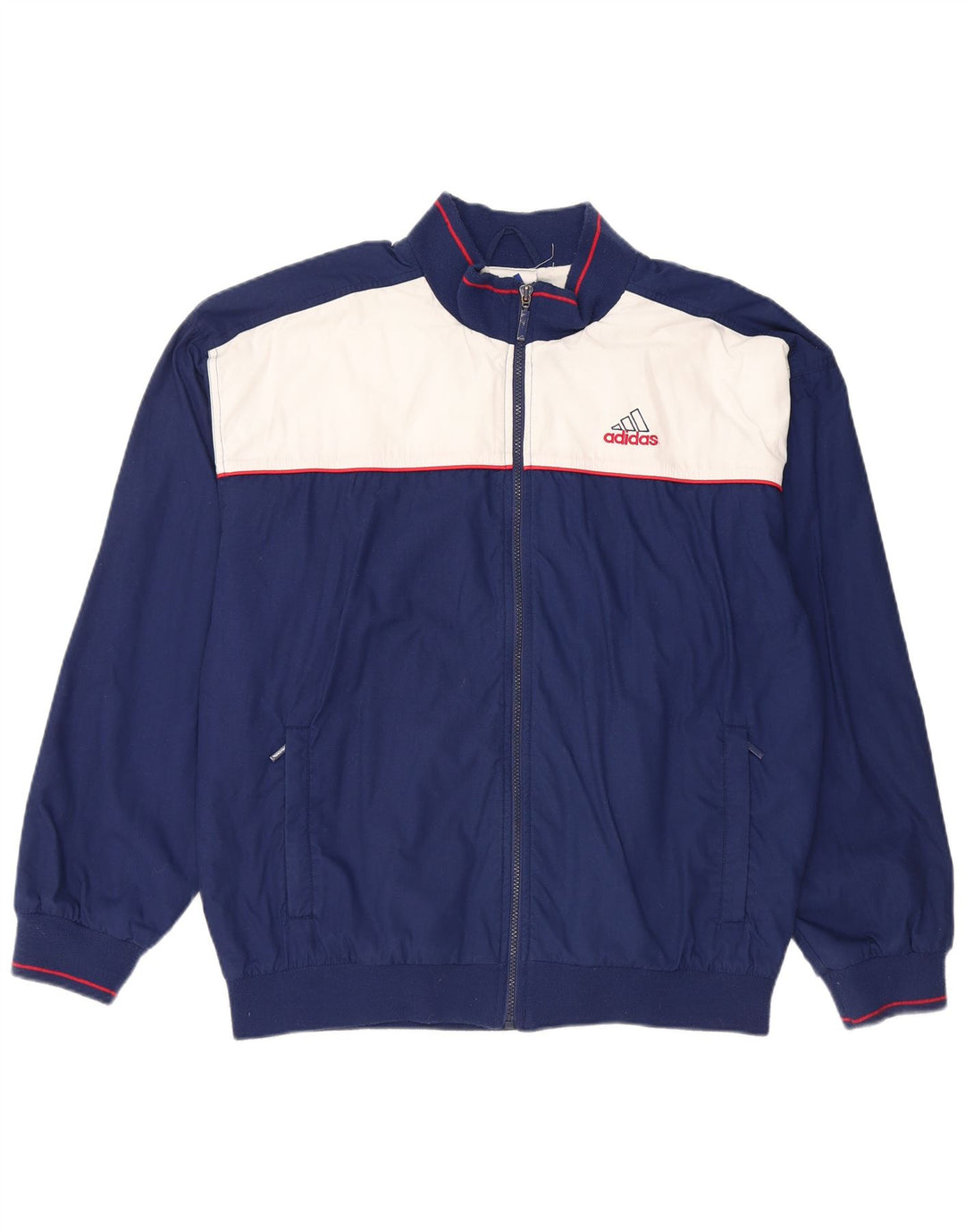 ADIDAS Mens Tracksuit Top Jacket UK 40/42 Medium Navy Blue Colourblock