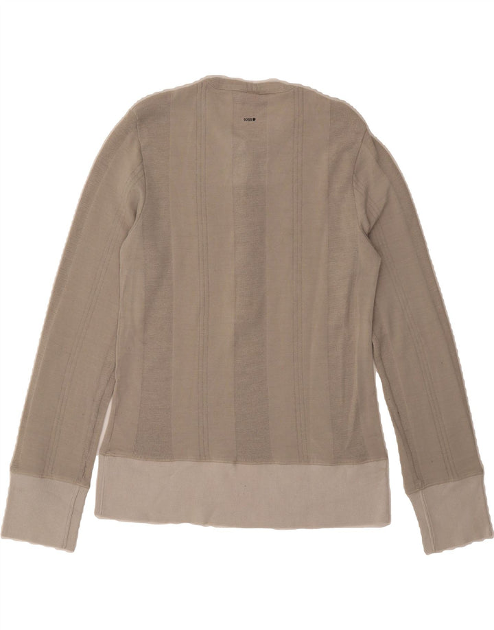 HUGO BOSS Womens Top Long Sleeve UK 14 Large Grey Polyester Vintage Hugo Boss and Second-Hand Hugo Boss from Messina Hembry 