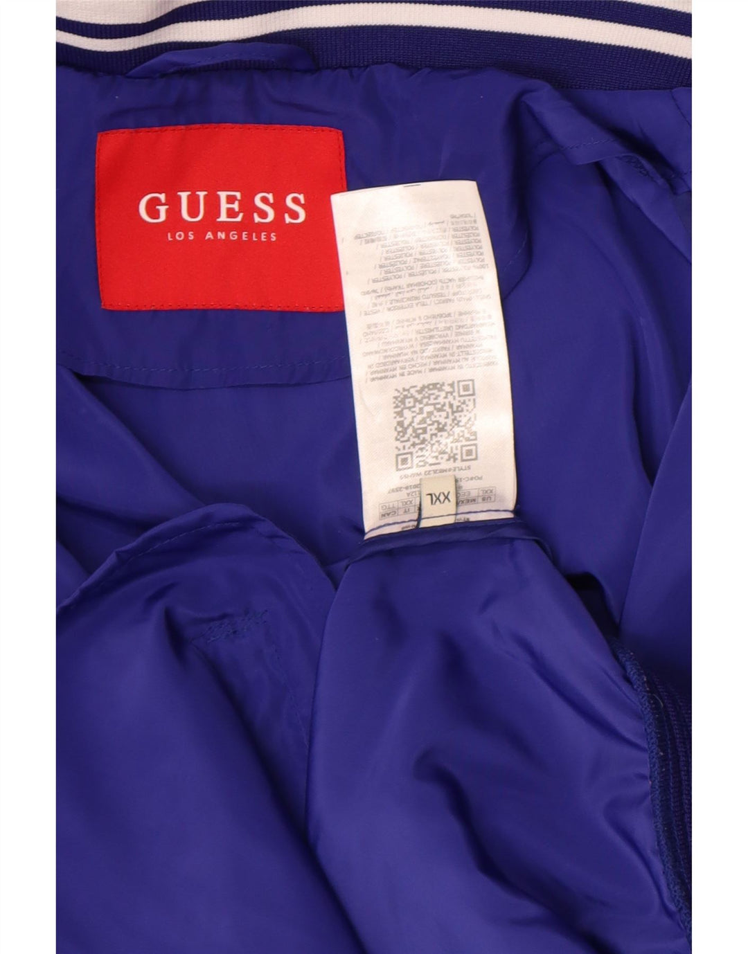 Guess Męska kurtka dresowa Top 2XL Niebieski poliester z blokami kolorów