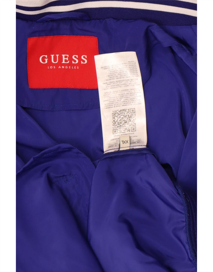 Guess Męska kurtka dresowa Top 2XL Niebieski poliester z blokami kolorów