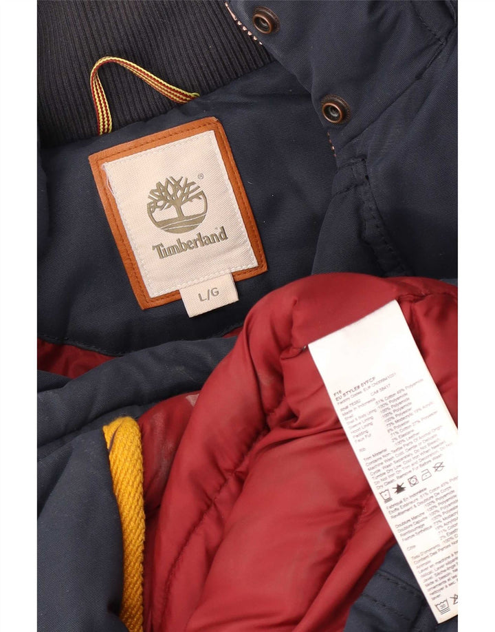 Męski ocieplany płaszcz Timberland UK 40, duży, granatowy, bawełniany
