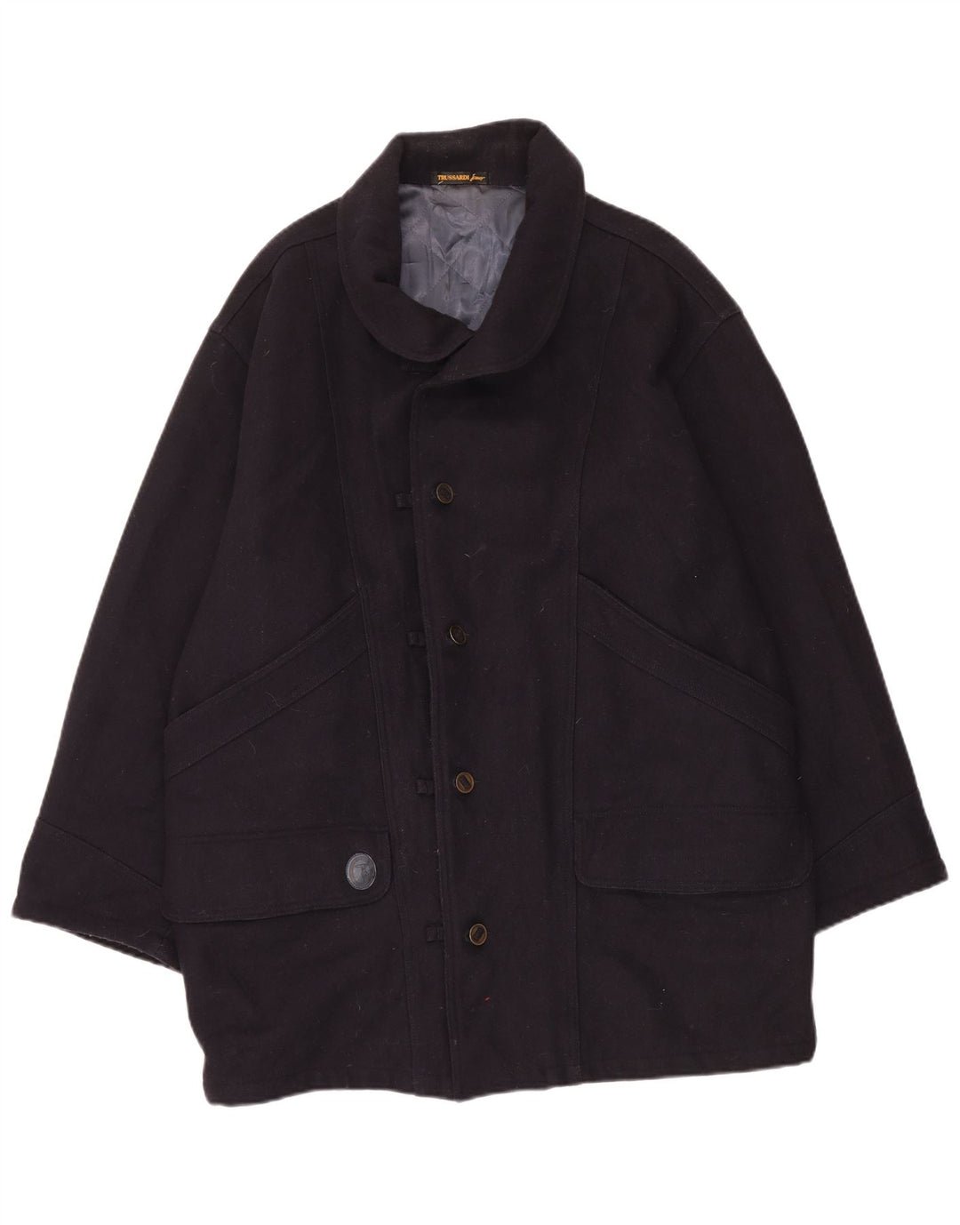 Płaszcz męski Trussardi Jeans UK 40, duży, granatowy, wełniany, klasyczny