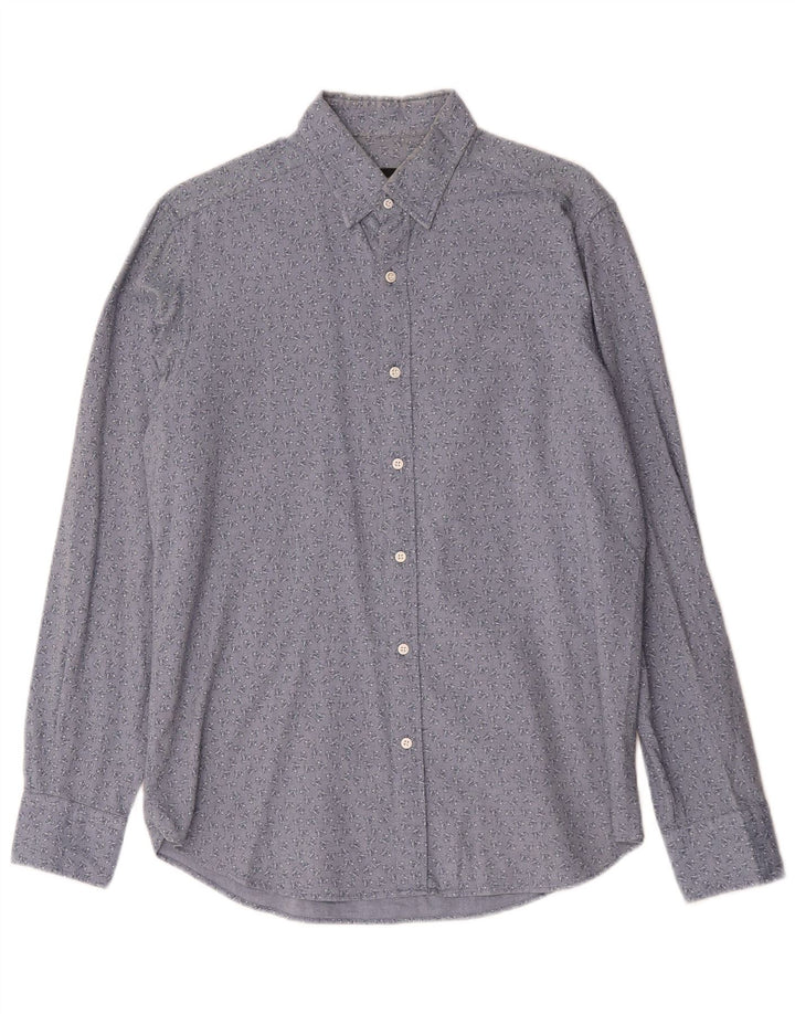 Koszula męska Massimo Dutti w abstrakcyjny wzór, średnia niebieska, bawełniana w kwiaty