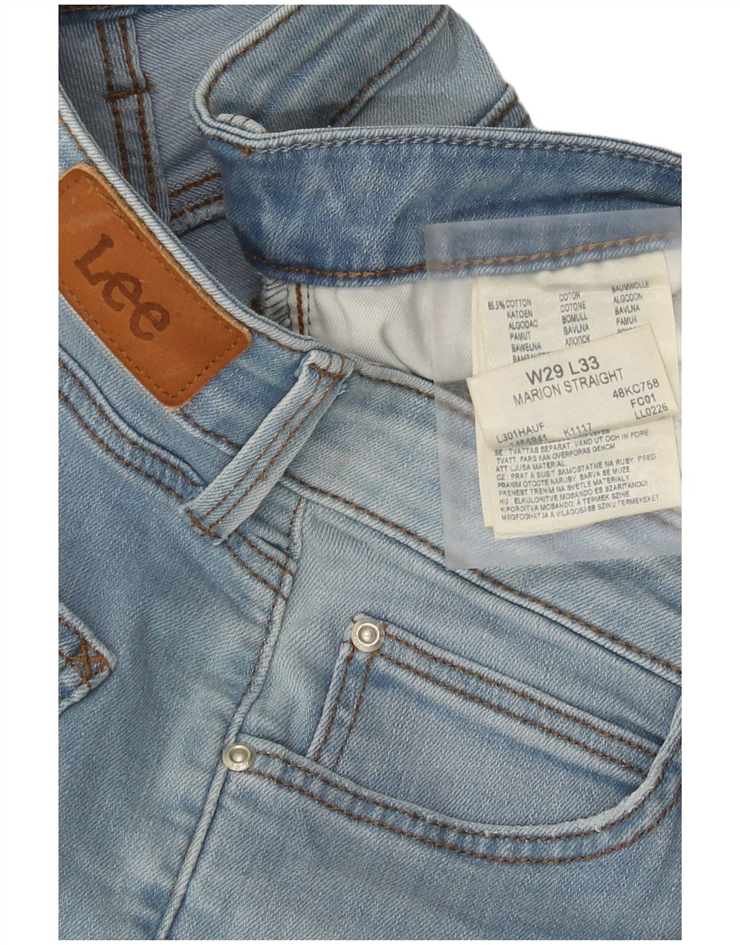 Damskie jeansy Lee Marion Straight W29 L28 Niebieskie bawełniane