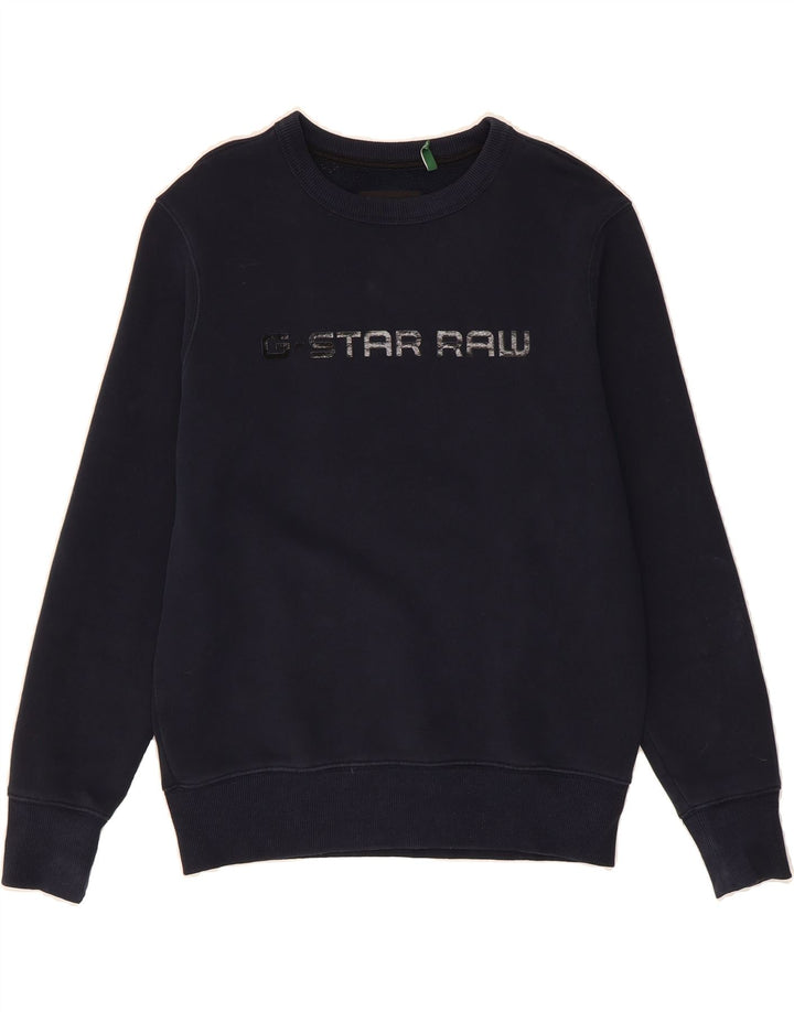 G-STAR Mens Graphic Sweatshirt Jumper Medium Navy Blue Cotton Vintage G-Star and Second-Hand G-Star from Messina Hembry 